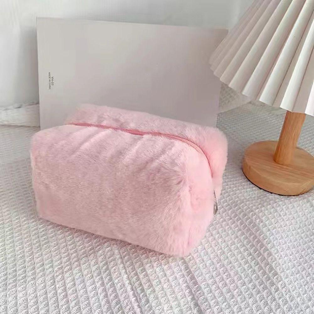 Durable Plush Cosmetic Bag Travel Organizer Large Capacity Makeup Bag Portable Storage Bag