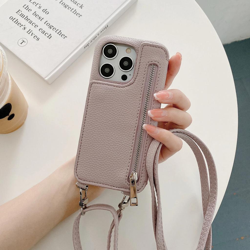 Кошелек-сумка через плечо на молнии Кожаный чехол Для iPhone 14 15 Pro Max 13 12 11 XS XR 8 7 Plus SE2025 Сумка для карт Чехол-кошелек
