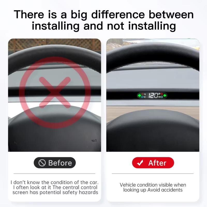 Model 3 & Model Y Head-up Display Embedded Design LED HUD Display Real-time Speed, Car Gear, Turn Signal