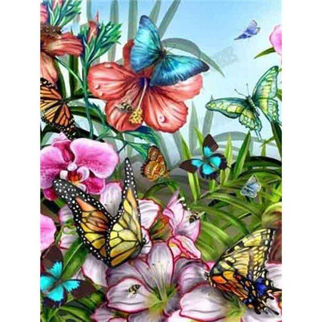 DIY 5D Diamond Painting Butterfly Full Round Drill Diamond Embroidery Flowers Cross Stitch