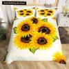 Yellow Sunflower King Queen Bedding Set Blossom Flowers Duvet Cover Blue Butterfly Floral Quilt Cover Polyester Comforter Cover