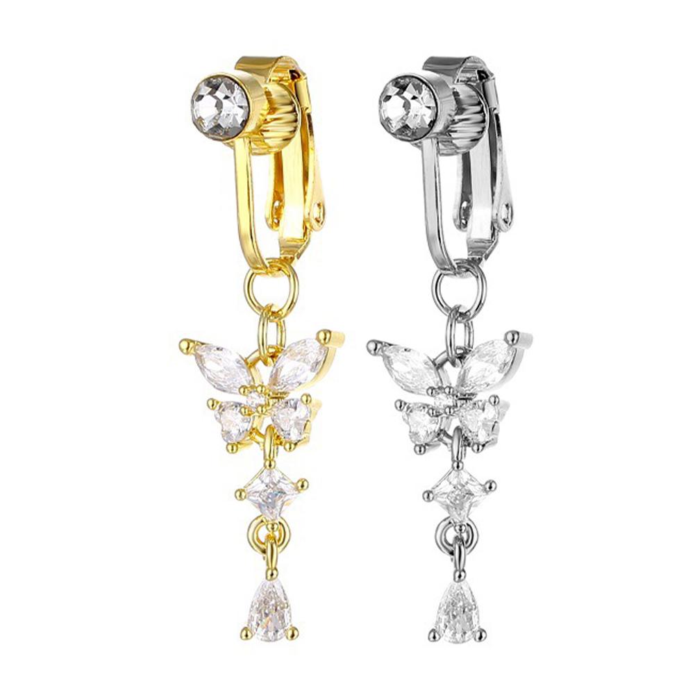 Клипса-бабочка для пирсинга пупка, имитация пирсинга, сексуальная клипса для пупка без прокола T8Z9