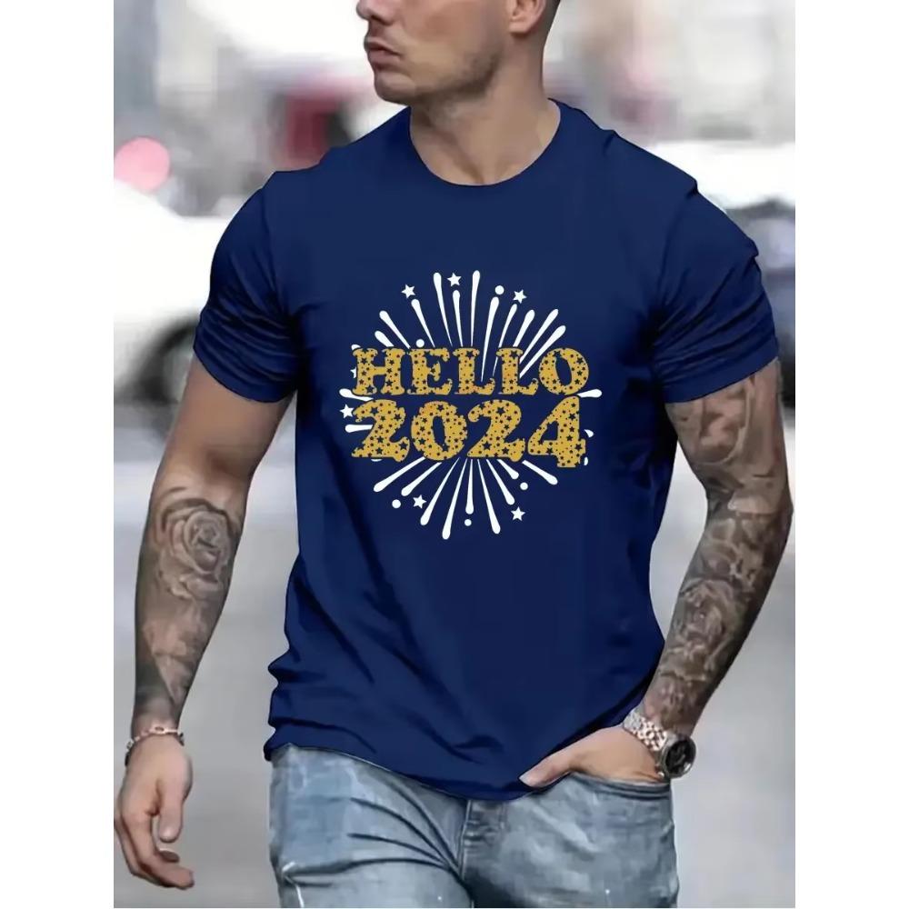Hello 2024 модные футболки для женщин и мужчин одежда Happy New Year 2024 мужские футболки большого размера хипстерские футболки Cheers To 2024 Top