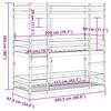 Triple Bunk Bed 31.5 x 78.7 in (80 x 200 cm) Solid Pine Wood