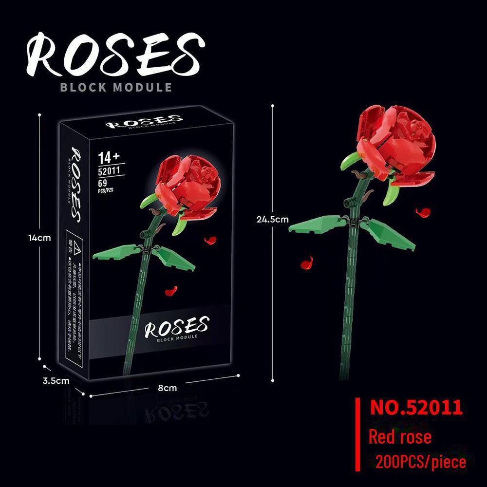 Трансграничные цветочные строительные блоки: Совместимый с Lego набор игрушек для сборки розы, подсолнуха и тюльпана