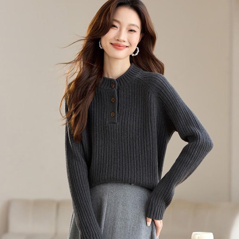 Srcr Women's 100% Wool Ribbed Knit Sweater