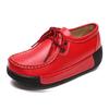 Genuine Leather Women Walking Shoes 5cm High Wedges Heels Shoes Lace-up Platform Shoes Loafers Mother Shoes