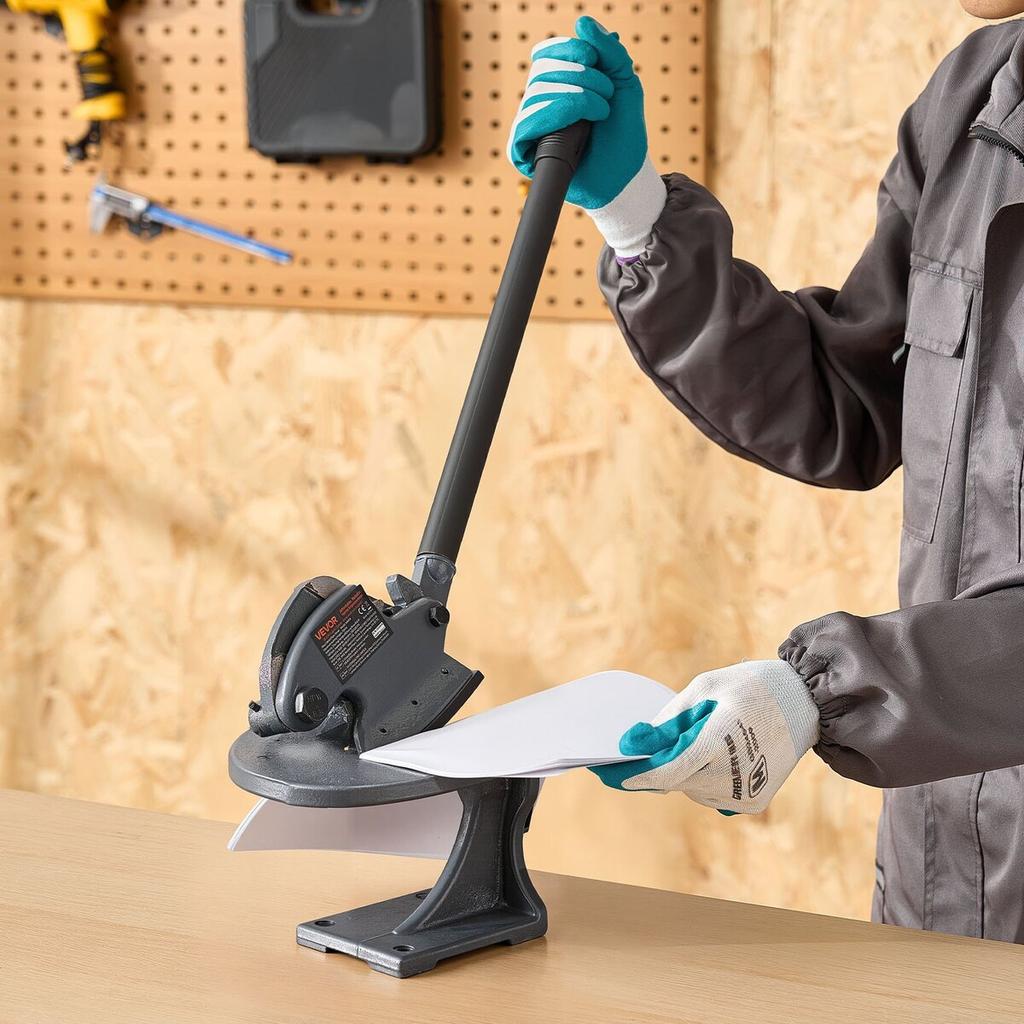 Sheet Metal Shear, Manual Plate Shear, Throatless Benchtop Sheet Cutter for Multiple Purpose, with Solid Steel Frame, Mounting Type, Max Cutting