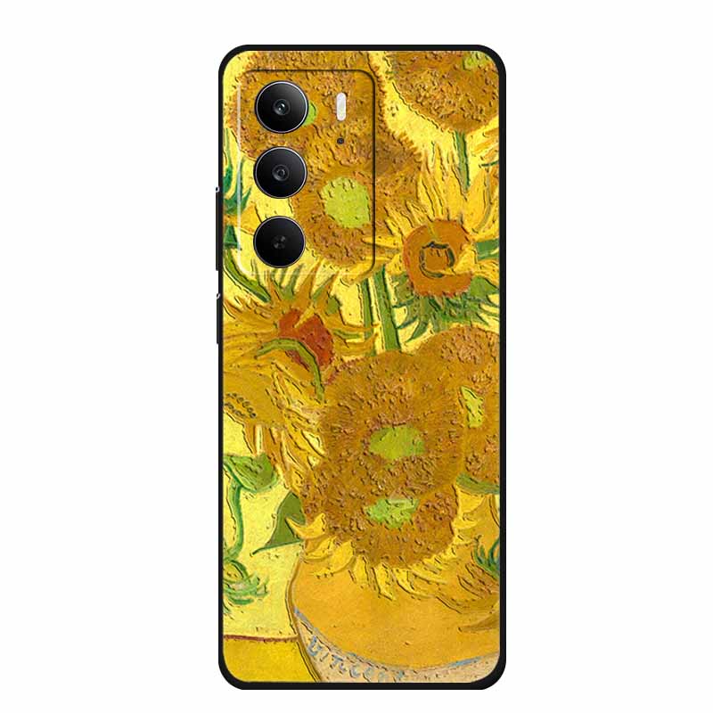 3D Тисненый Чехол Для Realme C75 4G 5G C75x V70 V70s 14x Realme C71 4G Чехол C 75 71 Чехол Цветок Черный Силикон Мягкая Задняя Крышка Сумка