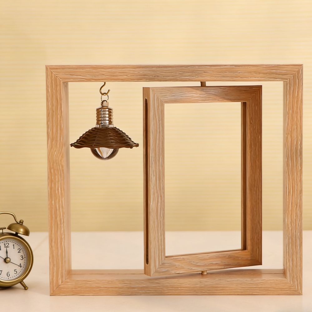 Square Flip Photo Frame Rotate Commemorative Photo Frame Wooden Picture Frame Decoration