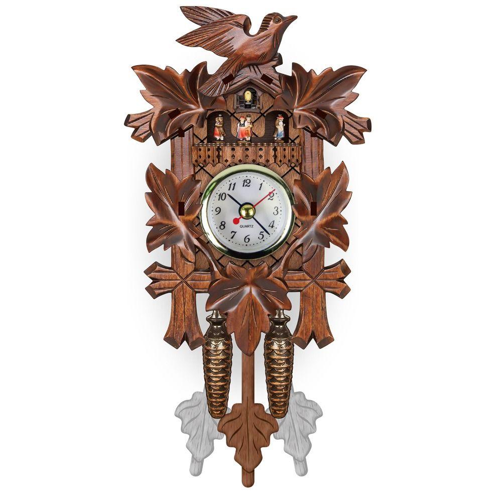 Art Craft Forest Tower Wood Pendulum Vintage Clocks Vintage Wooden Wood Wall Clock 3D Ringing Silent 3D Ringing Clock Bedroom