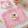 Ruffle Heat-Insulated Mat Stripe Grid Table Mat Washable Coaster  Breakfast
