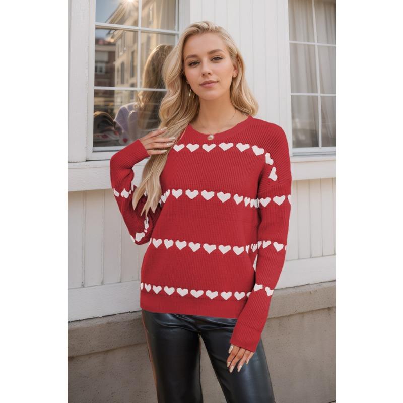 Осенне-зимний свитер ко Дню святого Валентина Love, женский трикотаж, свободный свитер больших размеров