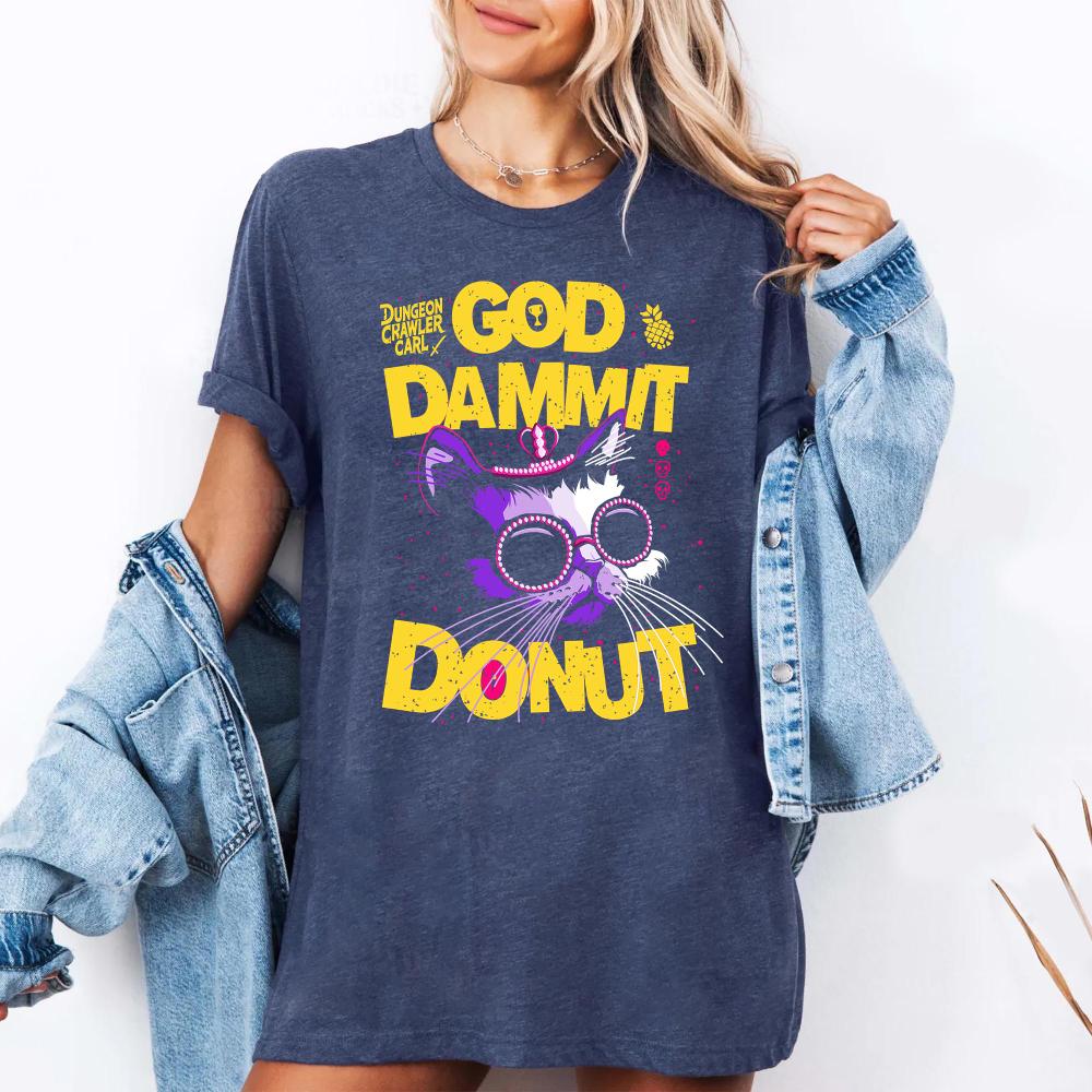 Dungeon Crawler Carl Shirt Goddamnit Donut SciFi Tee Vintage Style Fashion Graphic Tee TShirt Gift for Women Unisex TShirt