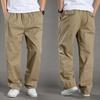 Mens Casual Cargo Cotton Pants Men Pocket Loose Straight Pant Elastic Work Trousers Brand Fit Joggers Male Super Large Size