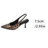 Foreign Trade Leopard Print Temperament Character High Heels Women Fat Feet Wide Pointed Head Thin Heel Rear Empty Shallow Mouth Bag Head Sandals 42