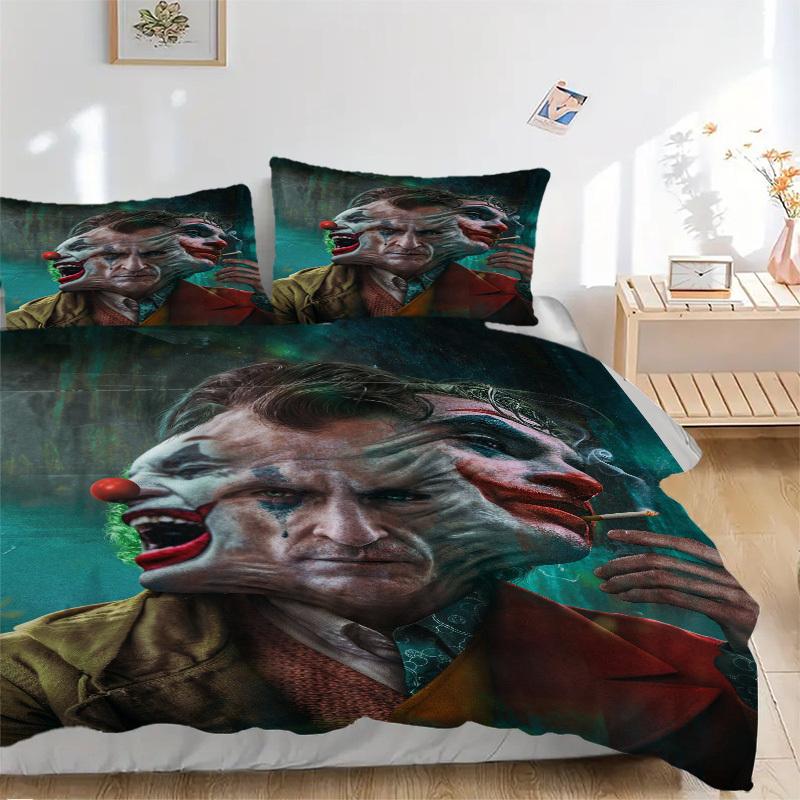 Joker Clown Smoking Bedding Set Comforter Cover Gift for Bedroom,Includes 1 Cover and 2 Pillowcases, No InsertB385