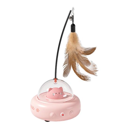 Электрическая палочка-дразнилка для кошек, перезаряжаемая через USB, автоматическая движущаяся игрушка для кошек, интерактивная, активируемая движением, перьевая палочка со светом для скучающей взрослой кошки