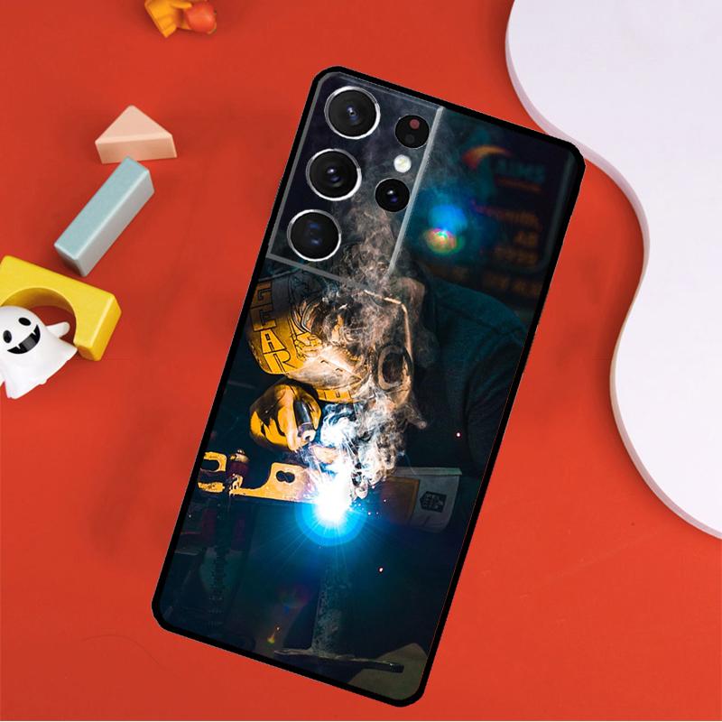 Welder Welding Hot Metal Worker Phone Case For Samsung Galaxy S25 Ultra S9 S10 S20 FE S21 S22 S23 S24 Plus S24 Ultra Cover