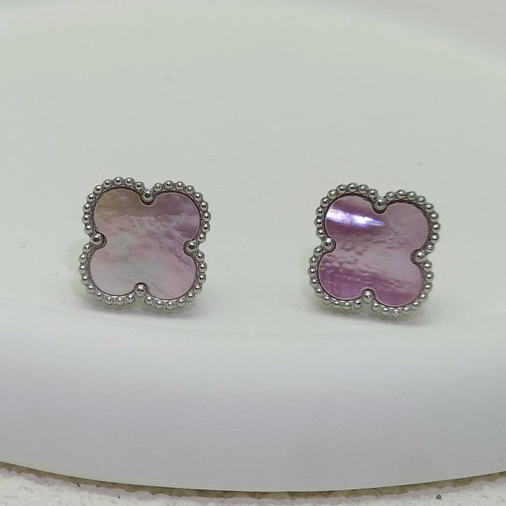 Высококачественная титановая сталь Натуральный перламутр Четырехлистный клевер Серьги для женщин 18K Модные Премиальные серьги