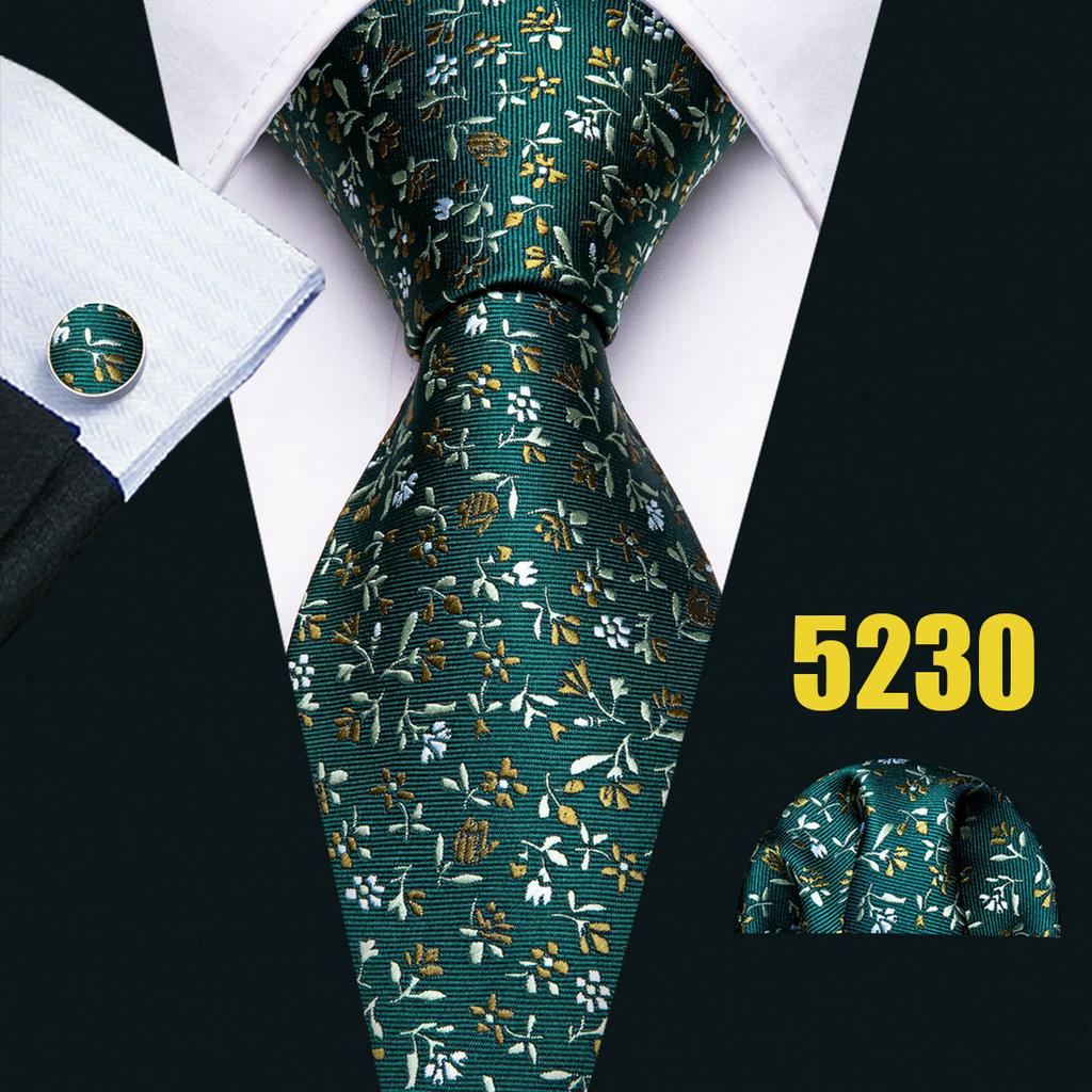 Barry.Wang Цветочные галстуки для мужчин, носовой платок, набор запонок, свадебный формальный набор галстуков