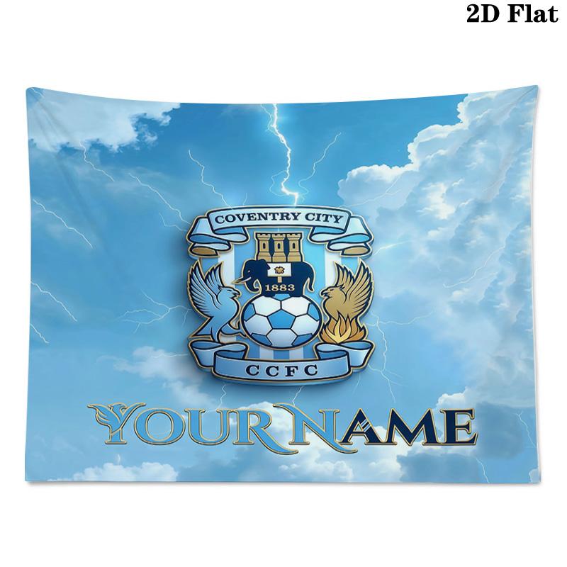 Custom Name Coventry City Printed Tapestry – Wall Hanging for Bedrooms, Dorms, and Home Decor