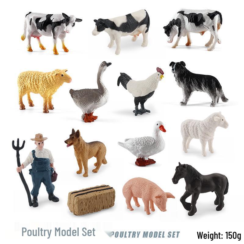 Трансграничные игрушки-модели животных: Когнитивный набор «Ферма» с курицей, уткой, гусем, коровой, овцой, свиньей, лошадью, ослом, кошкой и собакой