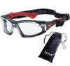 Bolle SAFETY Rush Plus Set Gasket Original 4-Piece (Goggles, Kit, Pouch, Cloth) (Pouch Red/Black, Clear)