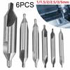 HSS 6pcs Center Drill Bits Silver Spotting Drills Double End Drilling For Lathe 5/3/2.5/2/1.5/1mm High Quality