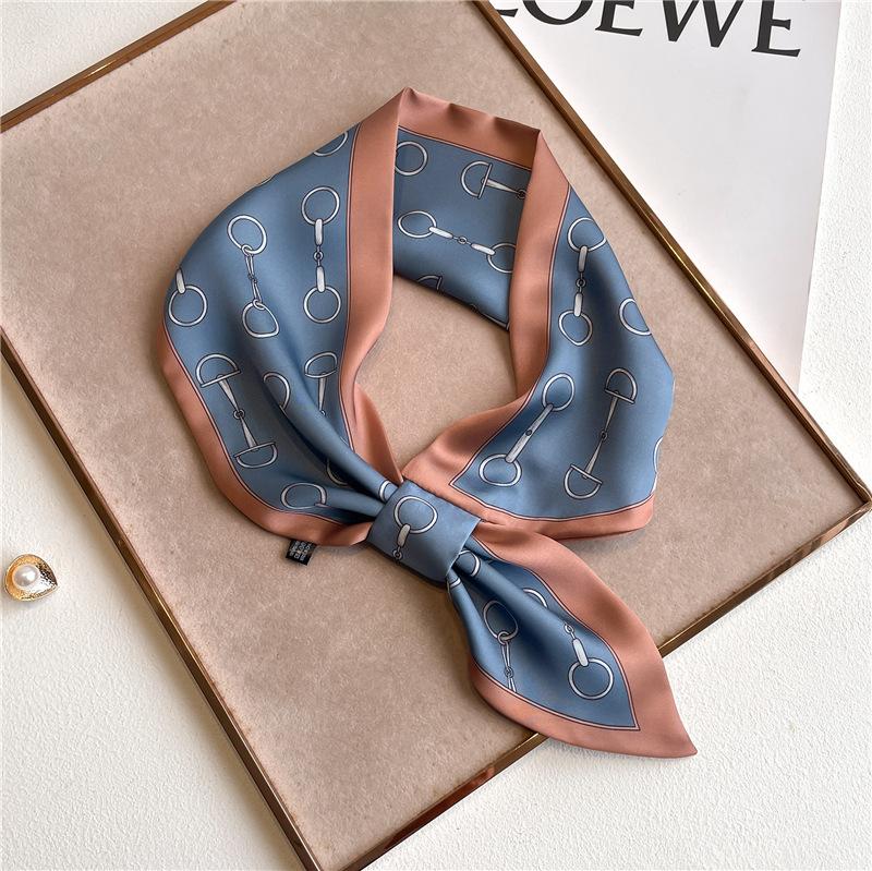 Новый элегантный женский тонкий шарф из мягкого атласа, легкий, шикарный дизайн с принтом для весны и лета, универсальный аксессуар для воротника