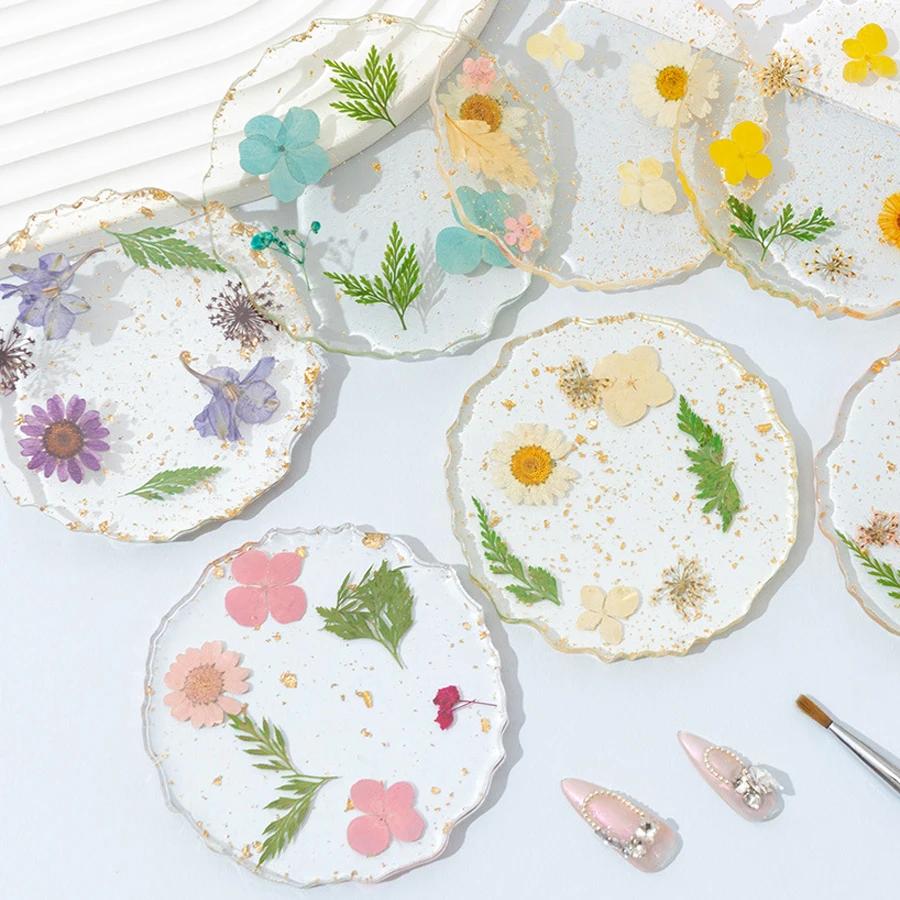 Палитра для дизайна ногтей с золотыми цветами из фольги, демонстрационная доска для смешивания гель-лаков, инструменты для фотосъемки