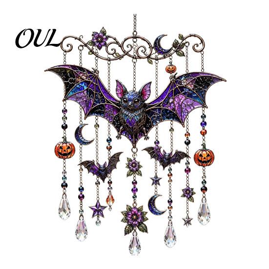Harvest Season Gift for Gardeners Halloween Acrylic Wind Chime Pendant, Crystal Suncatcher Hanging Ornaments, Decorative Unique Seasonal Ornaments