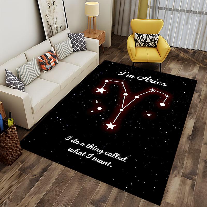 Aries Zodiac Constellation Carpet suitable as a non-slip mat for the living room or bedroom sofa