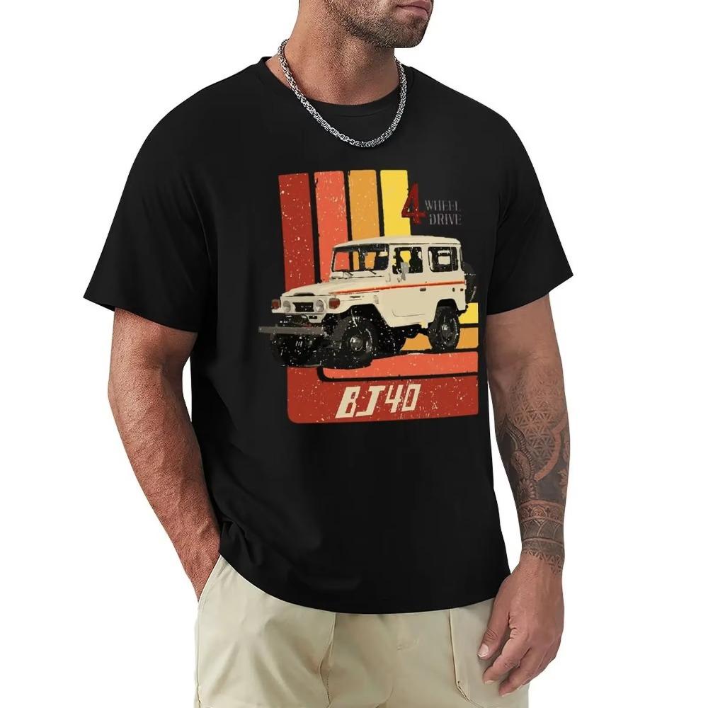 Мужская футболка Retro Land Cruiser FJ40 Jdm Humorous 100% Cotton Tee Shirt Short Sleeve Top Speed Car T Shirts Tops