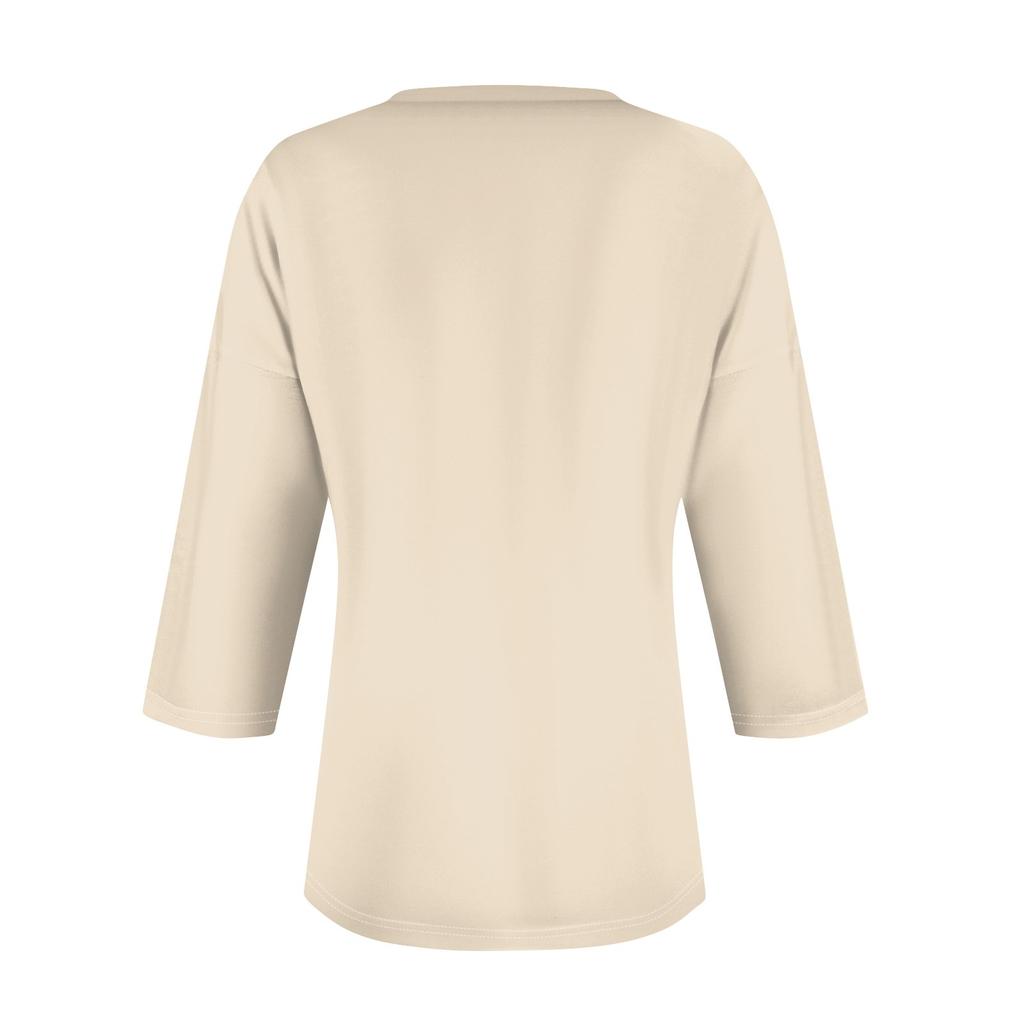 Women's T Shirt Tee Solid Color Falling Shoulder Sleeve 3/4 Sleeve Daily Weekend Fashion Basic V Neck Regular Top