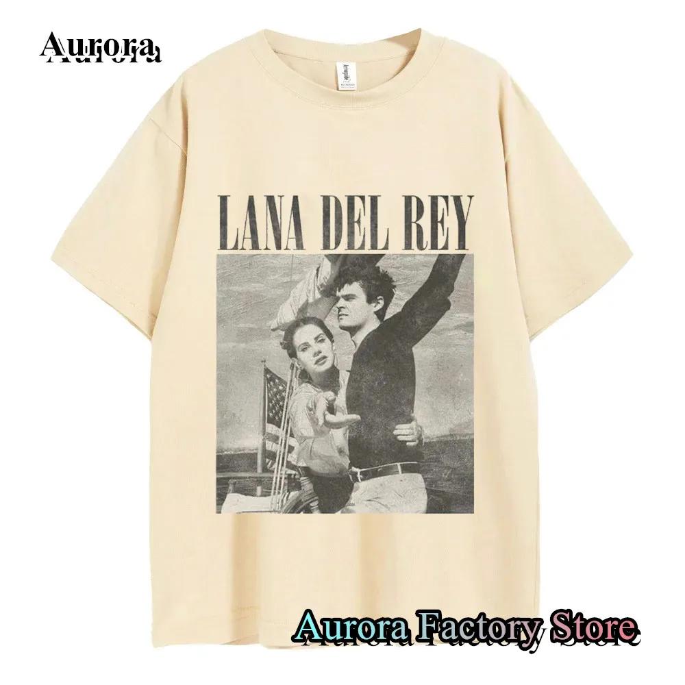 Summer UnisexCotton T-Shirt Lana Del Rey Ldr Sailing Tan Print Tops Tees Male Fashion Clothing Harajuku Streetwear