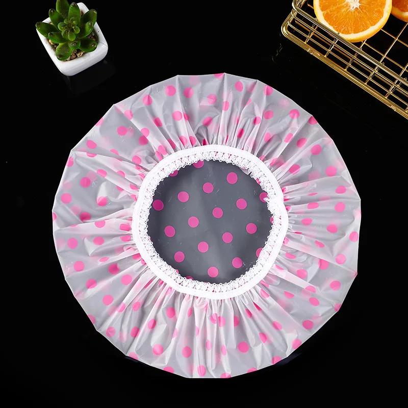 Многоразовая шапочка для душа с резинкой, водонепроницаемая и утолщенная, для купания, для женщин, идеально подходит для парикмахерской и домашнего использования