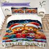 Custom Name Christmas Bears Gifts Bedding,Quilt Set Quilt Cover Pillowcase Home Birthday Gift(1 * duvet cover + 2 * pillowcase, without core)_lx