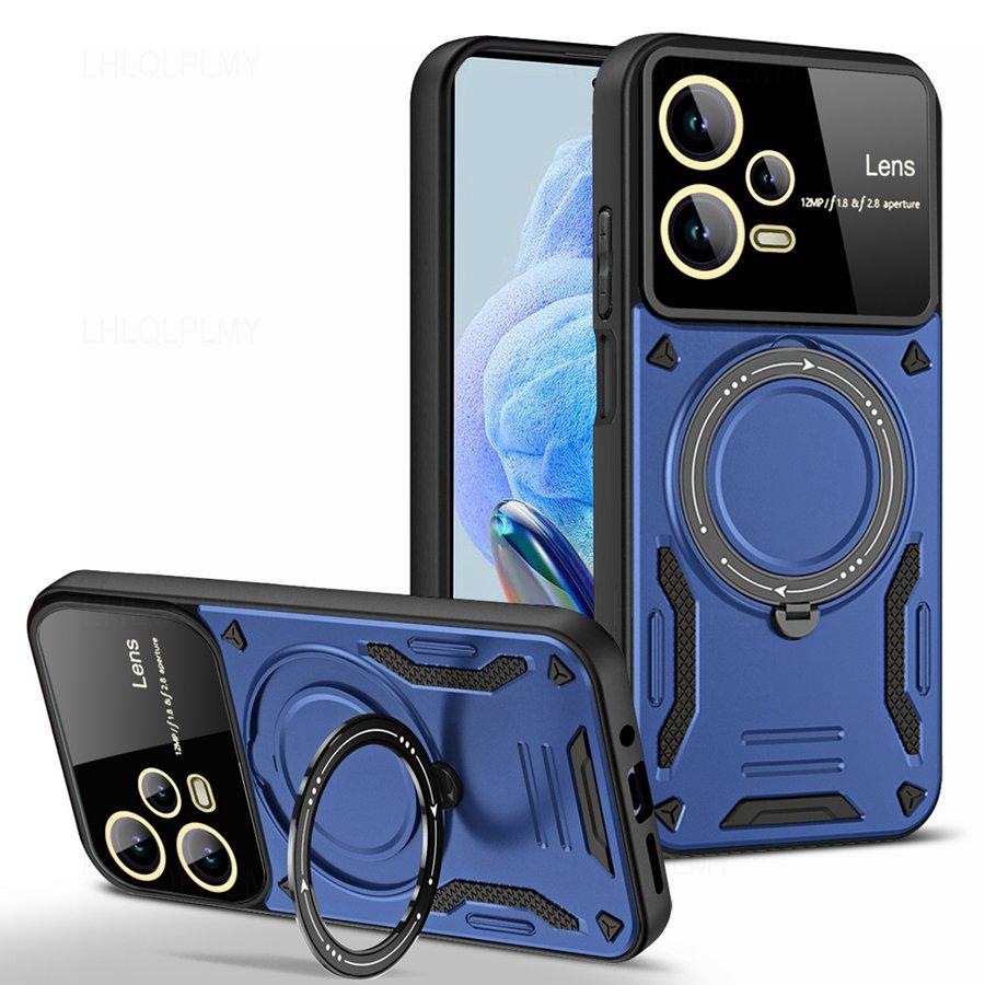 Вращающийся кронштейн, большой защитный чехол для объектива Xiaomi Redmi Note 14 10 11 12 13 Pro 5G 13T 11T 14T Poco C65 X6 F7 X7 C75 14C 13C A3 Armor Case