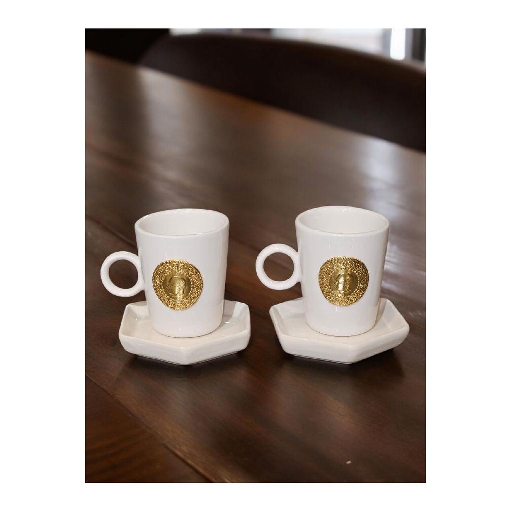 Набор из 2 золотых чашек по 4 предмета