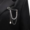 Fashion Pendant Rhinestone Claw Chain Cardigan Clip Pearl Double Brooch  Brooch Accessories