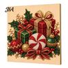 Indoor Decoration Ideas Christmas Faux Pearl Art Kit, Santa Snowy Cottage Painting DIY Festive Winter Home Decorations 3D Bead Craft Set for