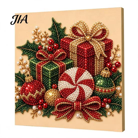 Indoor Decoration Ideas Christmas Faux Pearl Art Kit, Santa Snowy Cottage Painting DIY Festive Winter Home Decorations 3D Bead Craft Set for