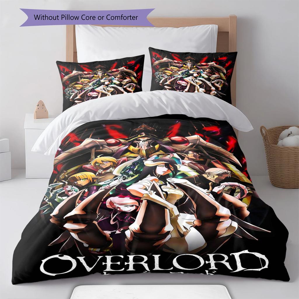 Anime Overlord Pattern Bedding Set Quilt Cover Pillowcase Home Decor Gift (1 * duvet cover + 2 * pillowcase, without core)