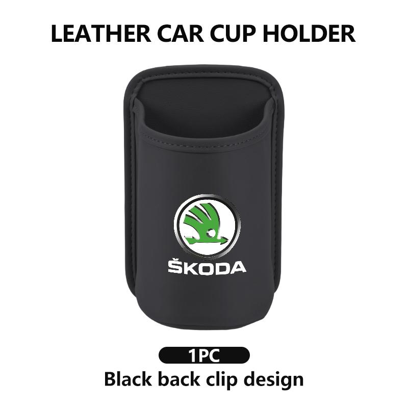 LOLL4 Для автомобиля Skoda Логотип Автомобиля Держатель для стакана в двери На заднее сиденье Стойка для напитков Кожаный ящик для хранения Fabia 1 2 Octavia a7 RS Superb Rapid Yeti