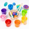 Montessori Wooden Toy Color Matching Game Rainbow Balls In Cups Early Education Learning Toys for Preschool Children Age 3+