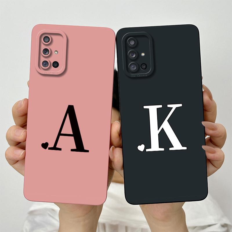 For Samsung Galaxy A51 A71 Case A515F A715F Initial Letters Liquid Silicone Phone Case For Samsung A51 A 31 71 Soft Cover Bumper