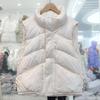2024 осень и зима новый женский пуховый жилет с воротником-стойкой универсальный свободный жилет на молнии белый утиный пух жилет женский