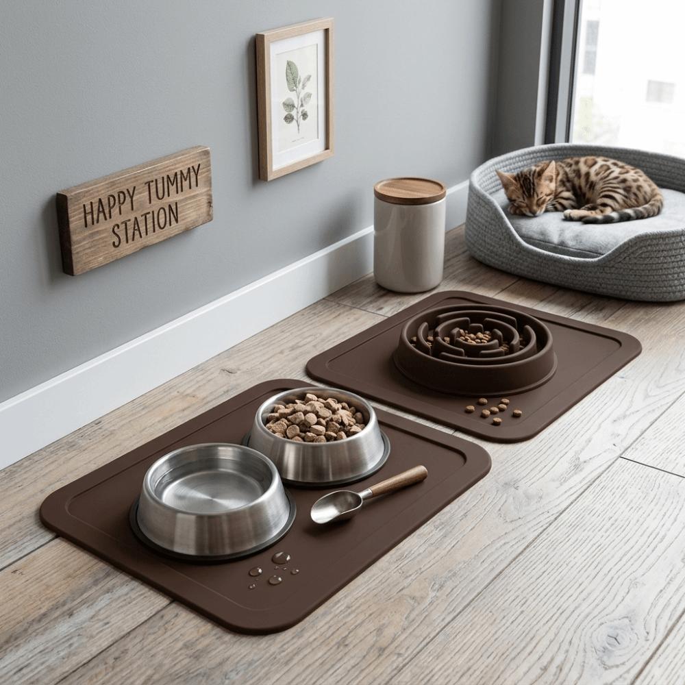 All-Weather Adaptable Silicone Feeding Mat Anti Slip Surface Non Slip Food Mat Pet Dining Area