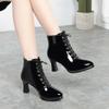 Women Victorian Ankle Boots British Style Thick Heel Shoes Fashion Lace Up Autumn And Winter Keep Warm Pointed Tip For Office